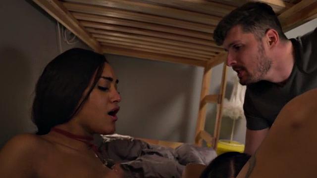 Nasty 21yo bitch fucked by nice dick in threesome fucking