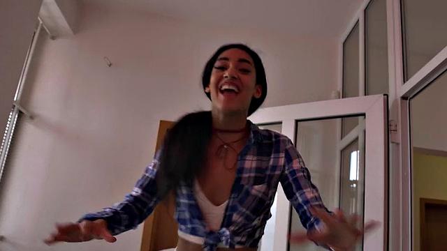 Nasty 21yo bitch fucked by nice dick in threesome fucking