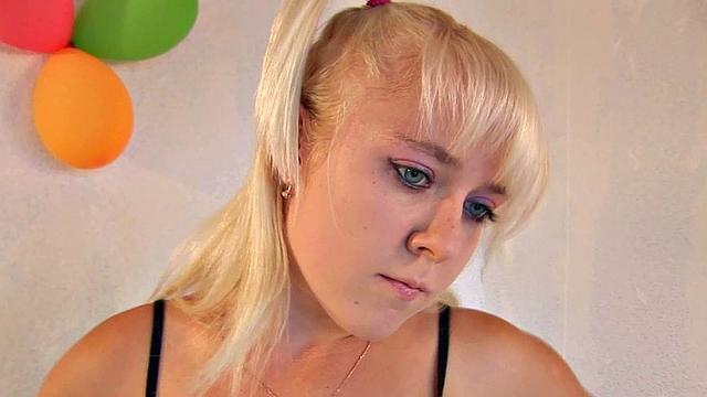 Blonde playing with her pussy