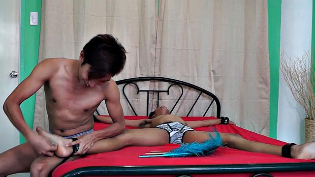 Rave and Idol are roommates. So these two Asian twinks are very good friends, and that makes for a great gay tickling shoot.