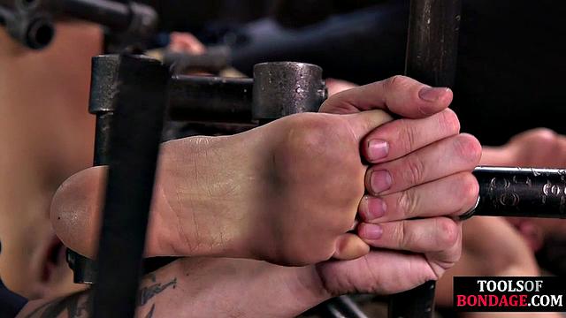 Big-titted tied babe learns discipline