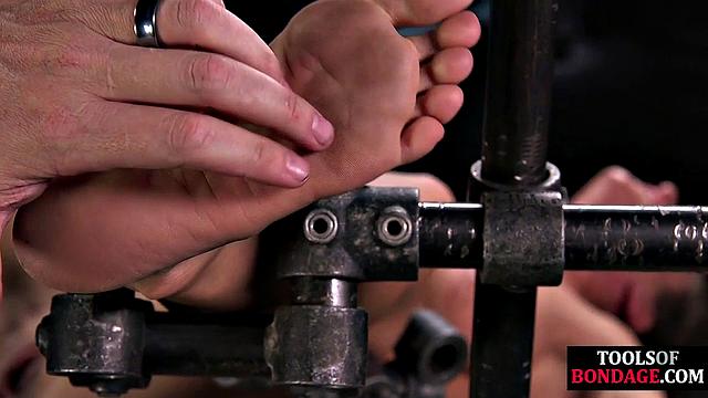 Big-titted tied babe learns discipline