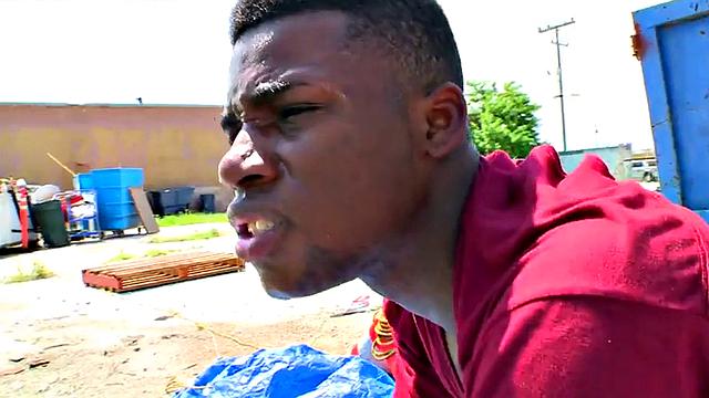 Black bottom fucked in doggystyle outdoors by white top