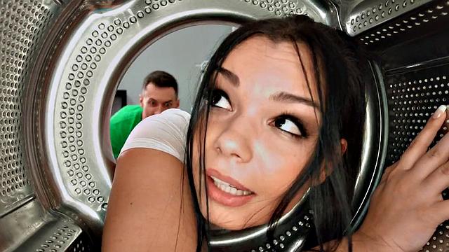 A oiled-up anal babe get her trimmed pussy pounded in the bathroom and squirt