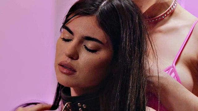 Hot lesbians in stockings and high heels indulge in pussy licking and tongue play