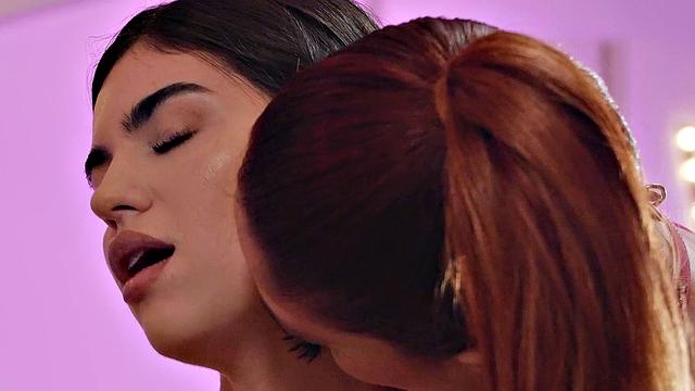 Hot lesbians in stockings and high heels indulge in pussy licking and tongue play