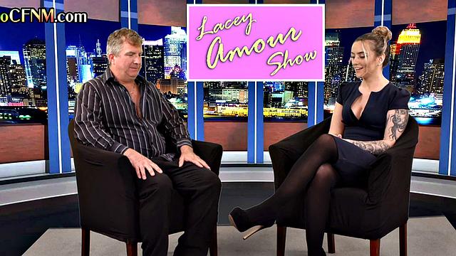 CFNM British amateur babe gives BJ in live TV show