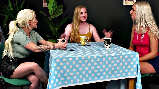 CFNM nympho bitches stroke and suck dick in restaurant