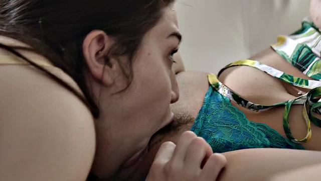 Dyke babes enjoy eating wet pussies in 69 position