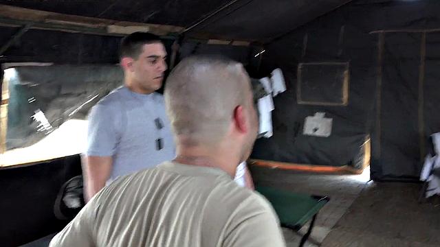 Military stud facialized in IR bareback orgy outdoor