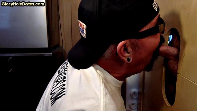 Real DILF opens for sucking cock in gloryhole