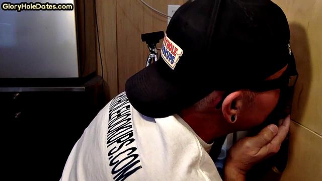 Real DILF opens for sucking cock in gloryhole