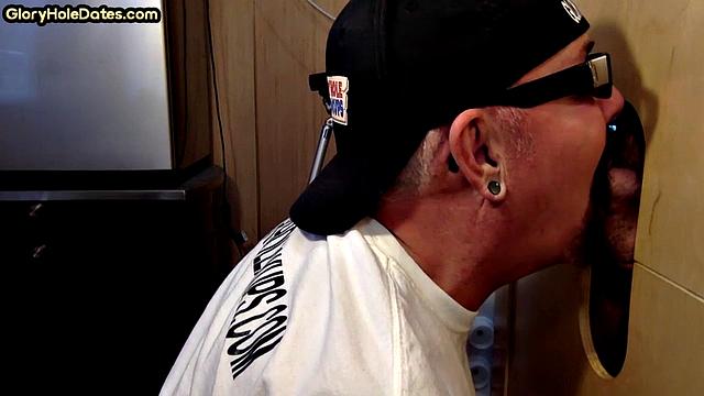 Real DILF opens for sucking cock in gloryhole