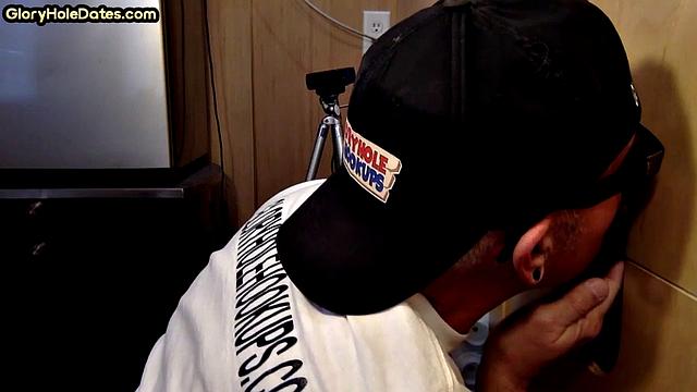 Real DILF opens for sucking cock in gloryhole