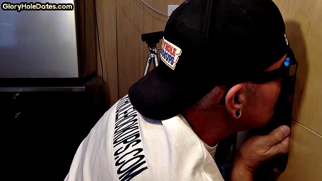 Real DILF opens for sucking cock in gloryhole