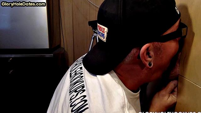 Real DILF opens for sucking cock in gloryhole