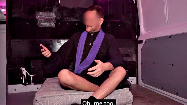 Blindfolded busty babe banged in van by priest