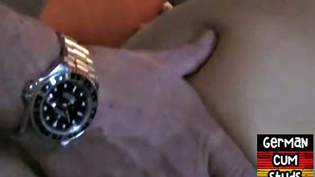 Real German stud barebacked in a home 3way while sucking