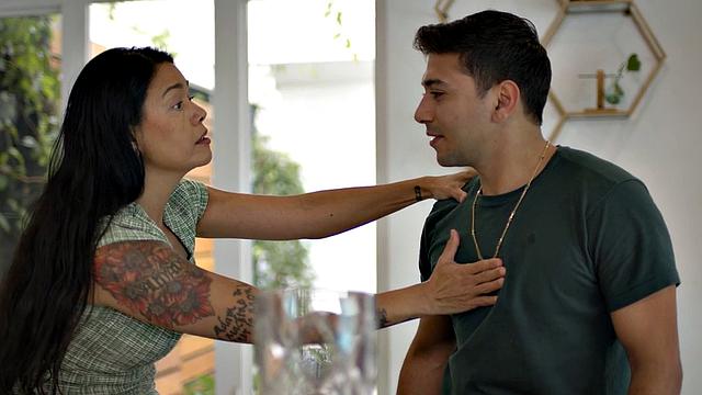 Asian stepmom teaching him to fuck on kitchen table