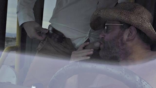 Facesitting Bi MILF in bus 3some by lucky hunks