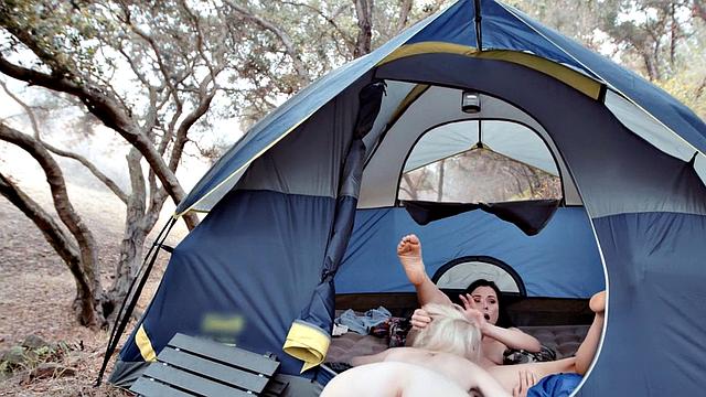 19yo petite girl licks BFF's pussy outdoors in nature