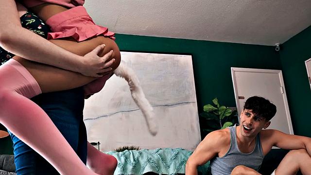 Bisexual cutie doggystyled in 3some