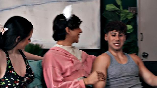 Bisexual cutie doggystyled in 3some