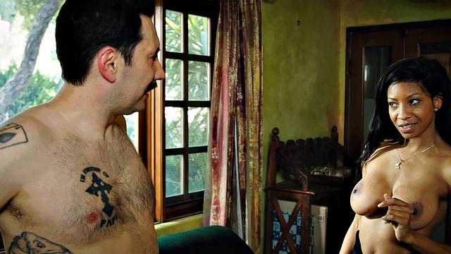 Bigtitted MILF ebony fucked by big cock in doggystyle