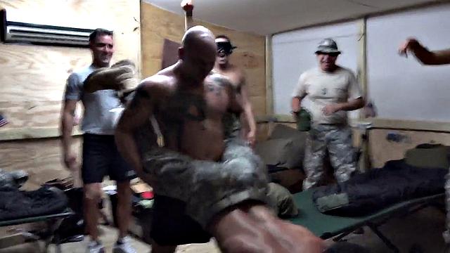 BBC army jock fucks white bottom in orgy on party