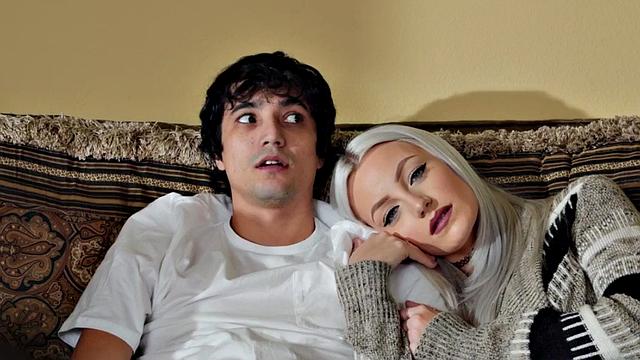 Lil guy bangs big-titted MILF with a bald pussy for a mouthful of cum