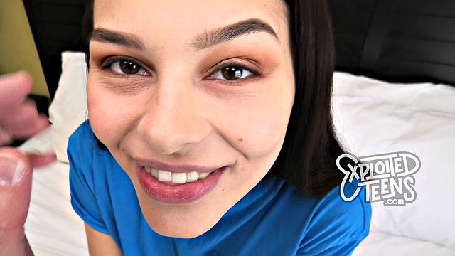 Sexy 18yr old newbie sucks cock in this porn