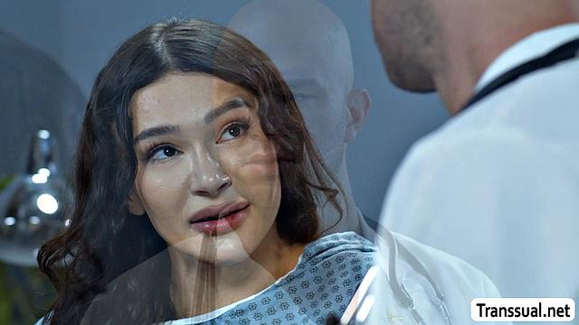 Sucking my hot doctor's dick and putting it inside my ass