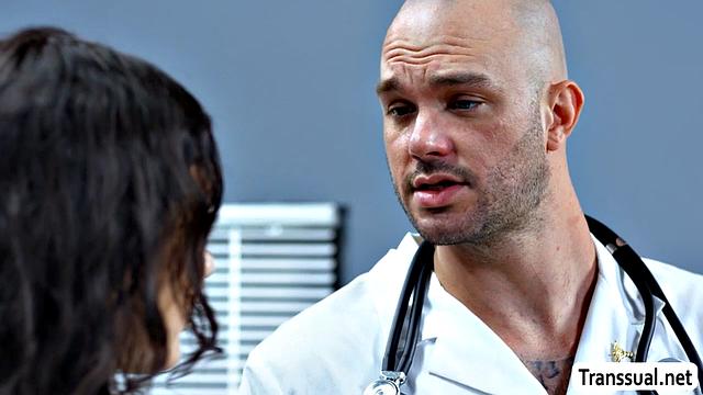 Sucking my hot doctor's dick and putting it inside my ass