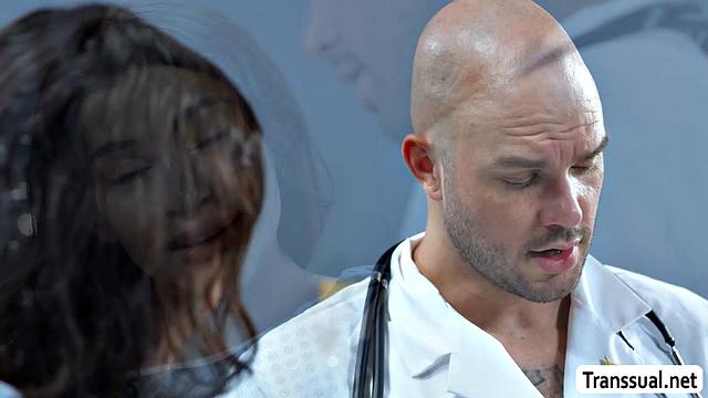 Sucking my hot doctor's dick and putting it inside my ass