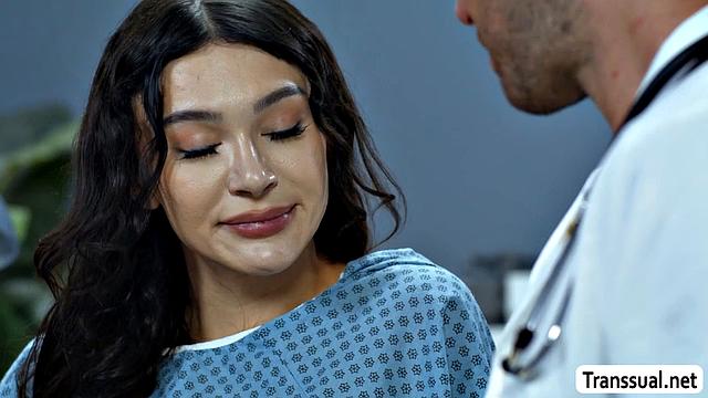 Sucking my hot doctor's dick and putting it inside my ass