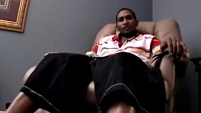 Dre strokes his thick cock and teases hard in raw solo action