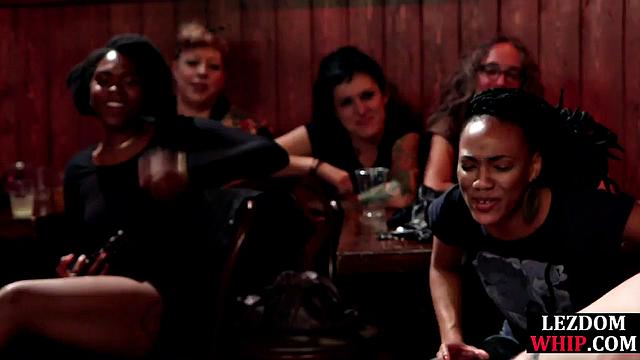 BSMD Lesbian strapon fucked in group