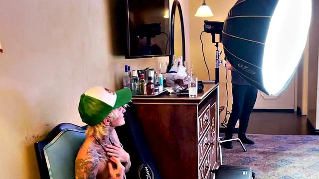 Trans boy with pussy kissing lez in amateur BTS video