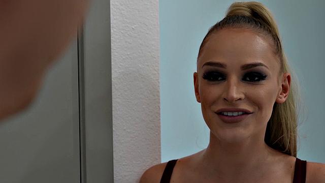 Blonde escort Emma Hix giving a hot rimjob to her client