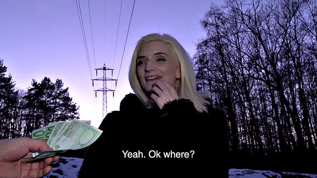 Hot blonde with small ass fucks hard in hotel room & takes a facial