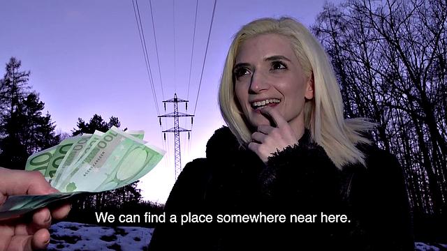 Hot blonde with small ass fucks hard in hotel room & takes a facial