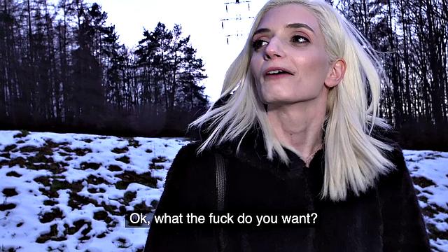 Hot blonde with small ass fucks hard in hotel room & takes a facial