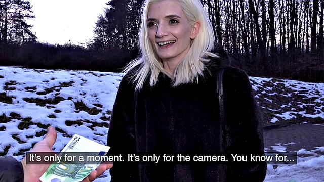 Hot blonde with small ass fucks hard in hotel room & takes a facial