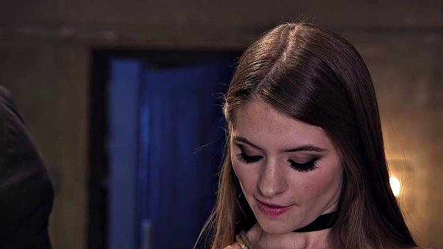 BDSM petite 21yo used in deepthroat by masters