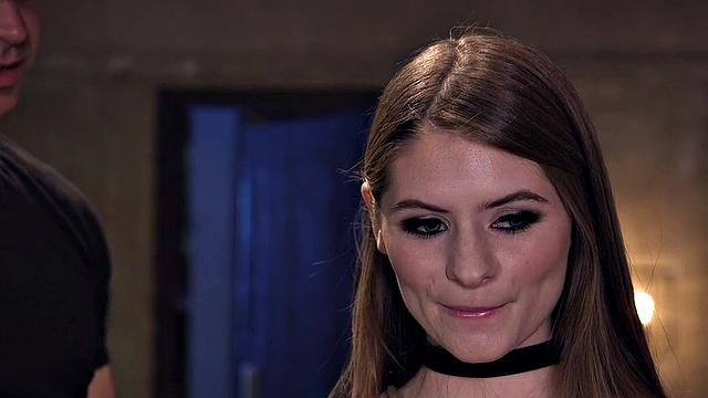 BDSM petite 21yo used in deepthroat by masters