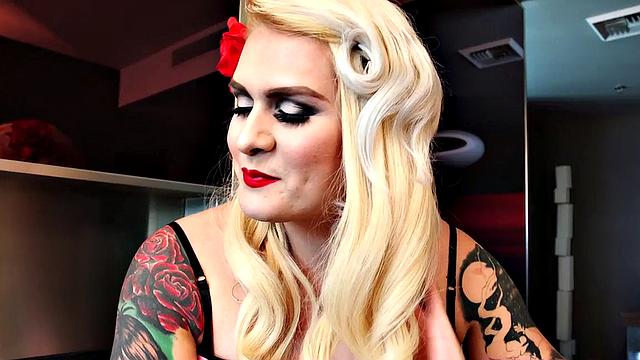 Blonde hotties in pantyhose tease & tug on cock in hot POV action