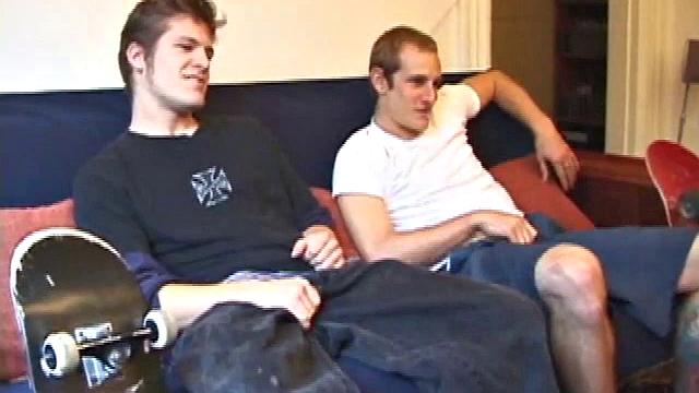 Torque is back with new skater pal Alex West. Torque introduces Alex to the world of porn and soon both boys are naked, beating their meat.