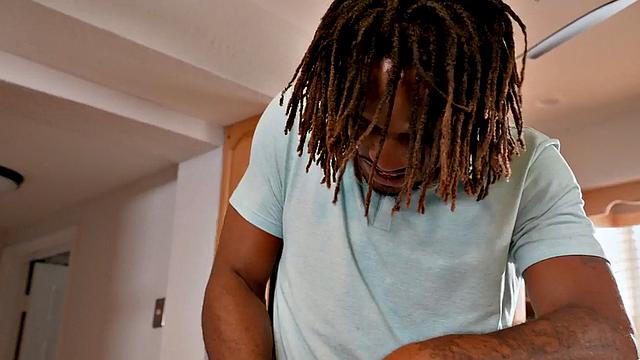 Round Black babe in white stockings fucked by BBC guy