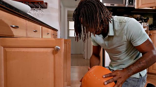 Round Black babe in white stockings fucked by BBC guy