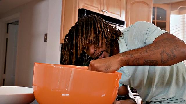 Round Black babe in white stockings fucked by BBC guy